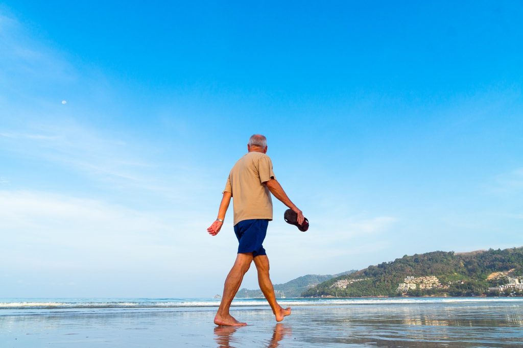 beach, senior, man